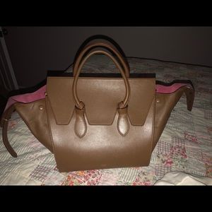 CELINE Palmelato Calfskin Mini Tie Knot Tote Camel